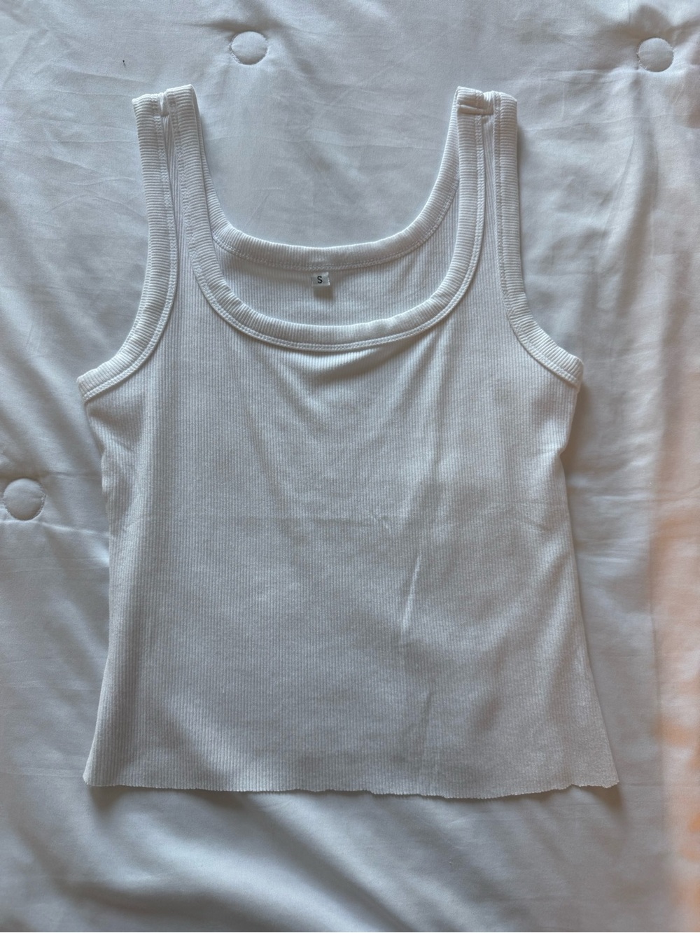 Women’s White Ribbed Tank Top - Classic Scoop Neck